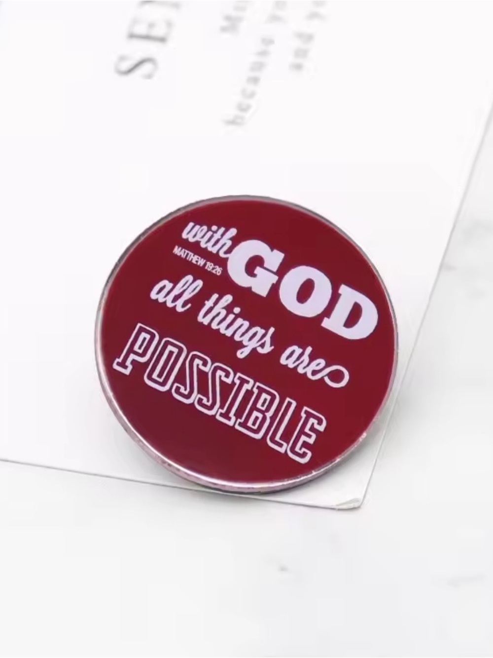 With God All Things Are Possible pin faith based Bible verse pin